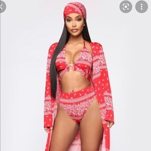 Bandana Babe 4 Piece Sunsuit Set - Red